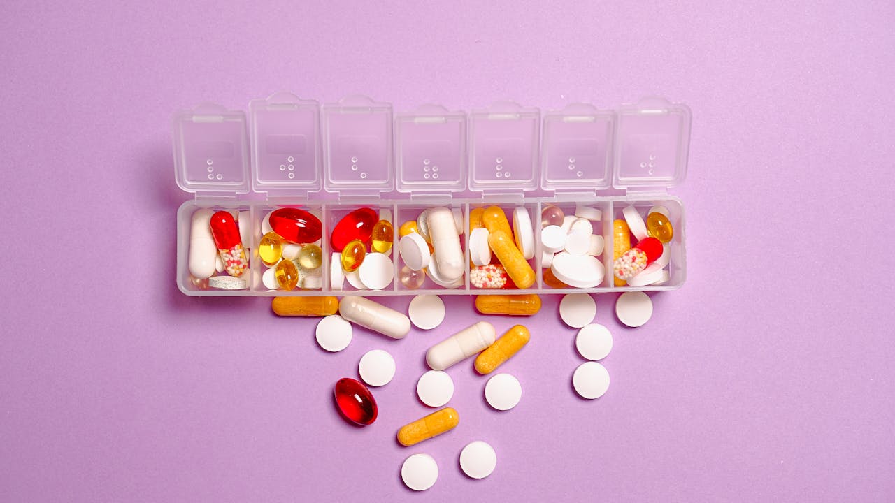Supplement capsules on a clean surface with natural lighting