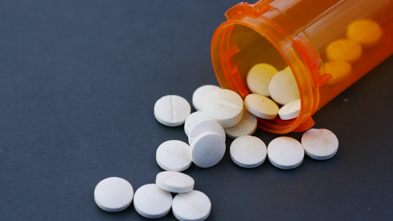 Pharmacy medication bottles and capsules