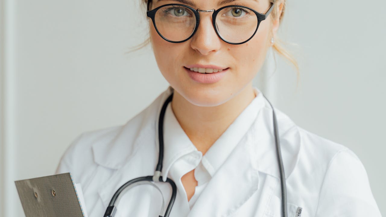 Telehealth video consultation with doctor on laptop computer